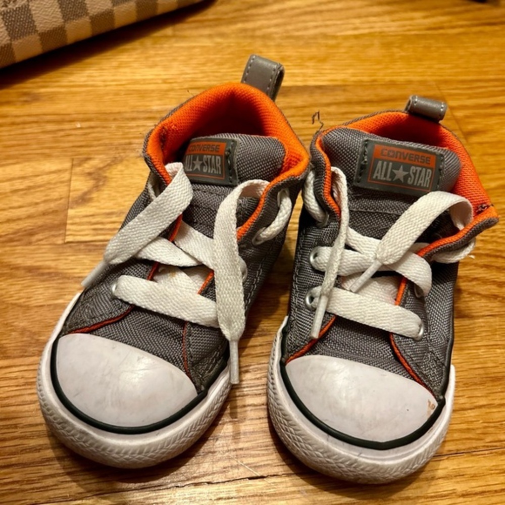 Converse Gray and Orange Low-Top Sneakers